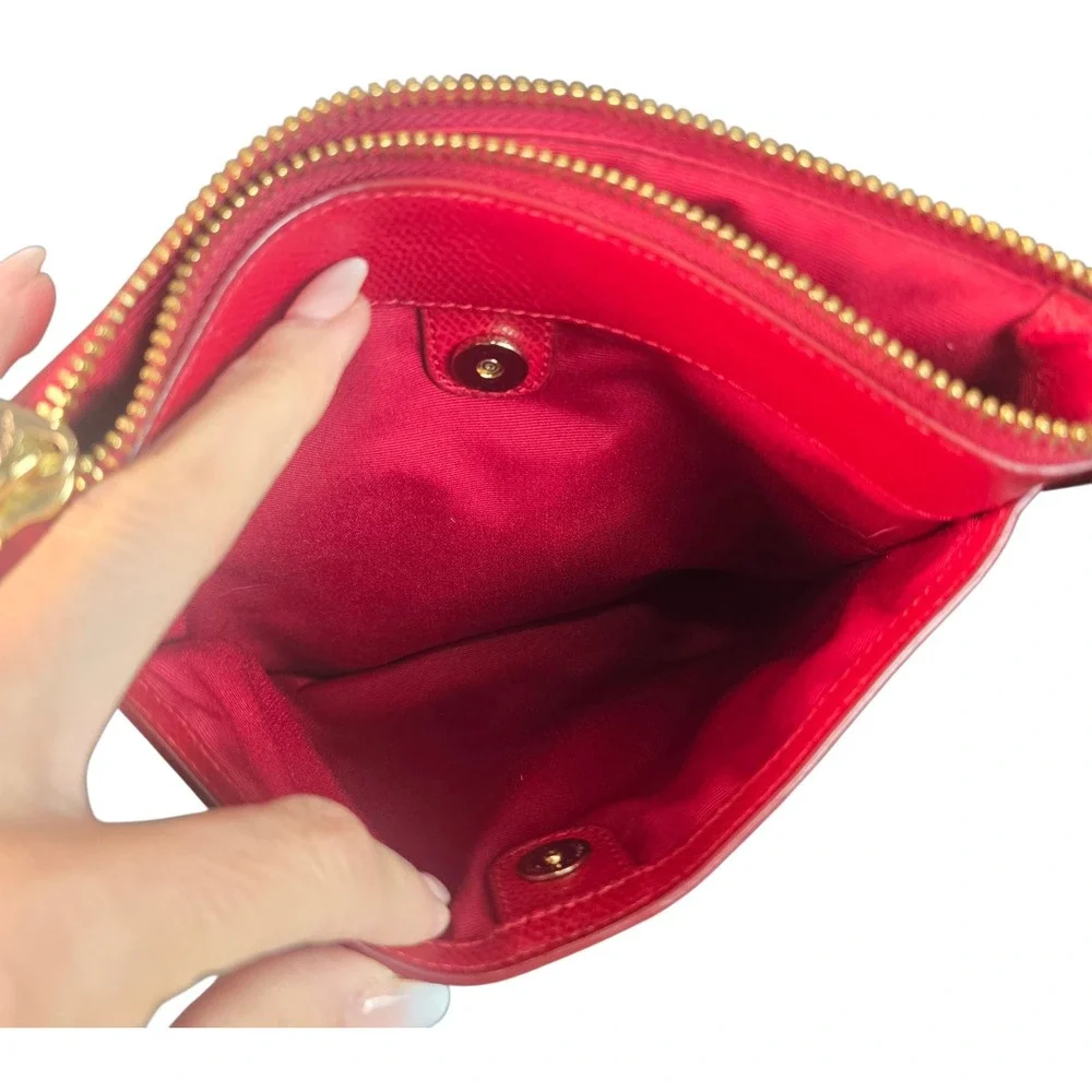 Coach Kitt Messenger Crossbody Bag Red Crossgrain Leather Gold‎ Hardware